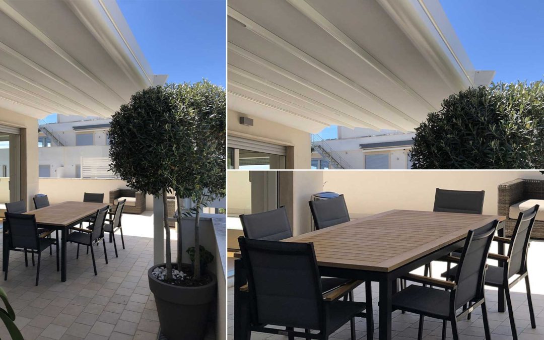 Pergotenda Roma- Progettazione pergola da terrazzo e arredo coordinato