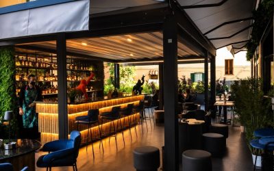 Dehor ristorante con Pergotenda Maestro Corradi: progetto outdoor Matera Arredi